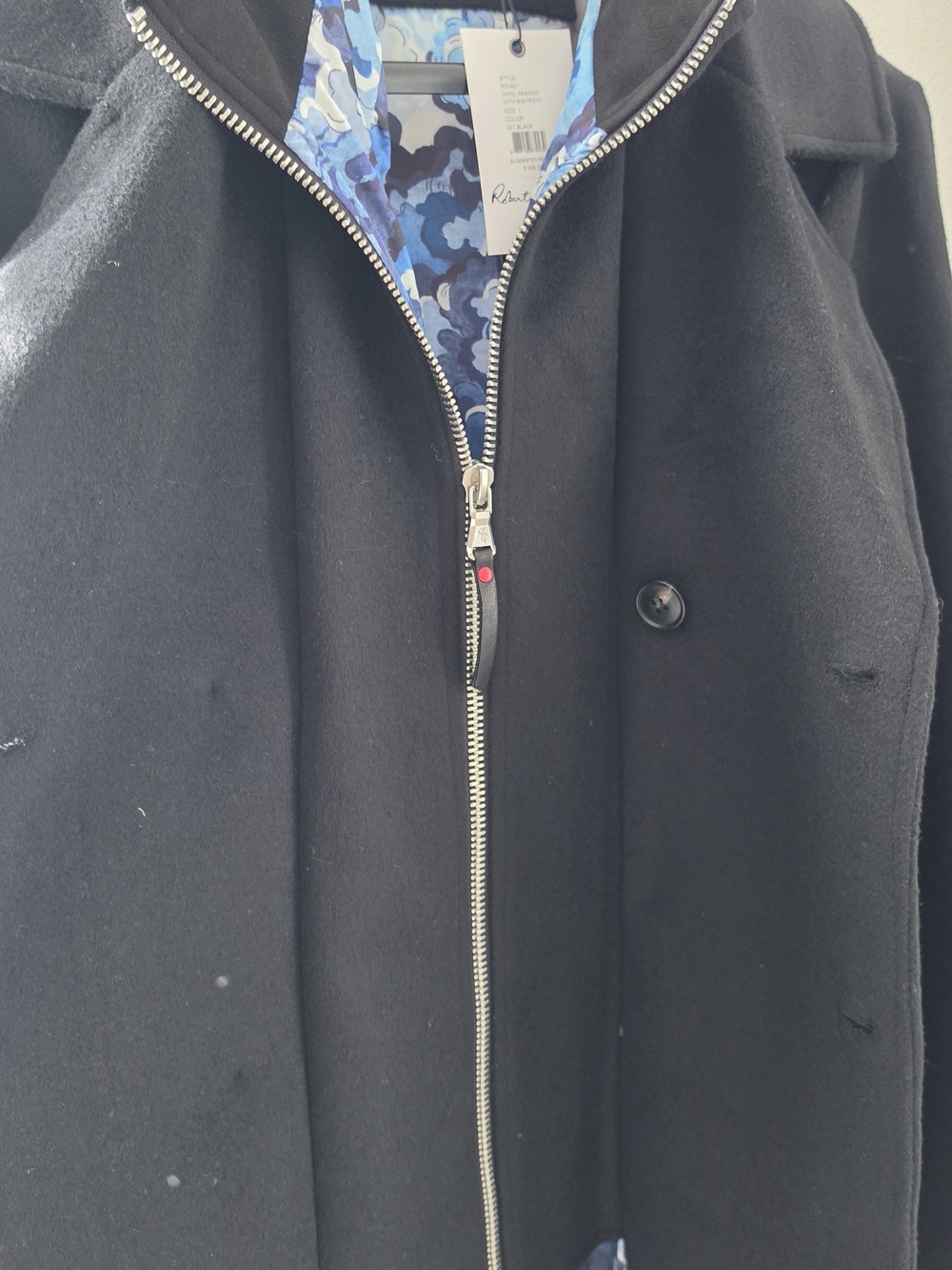 Robert Graham Black Double-Breasted Peacoat - Picture 6 of 11